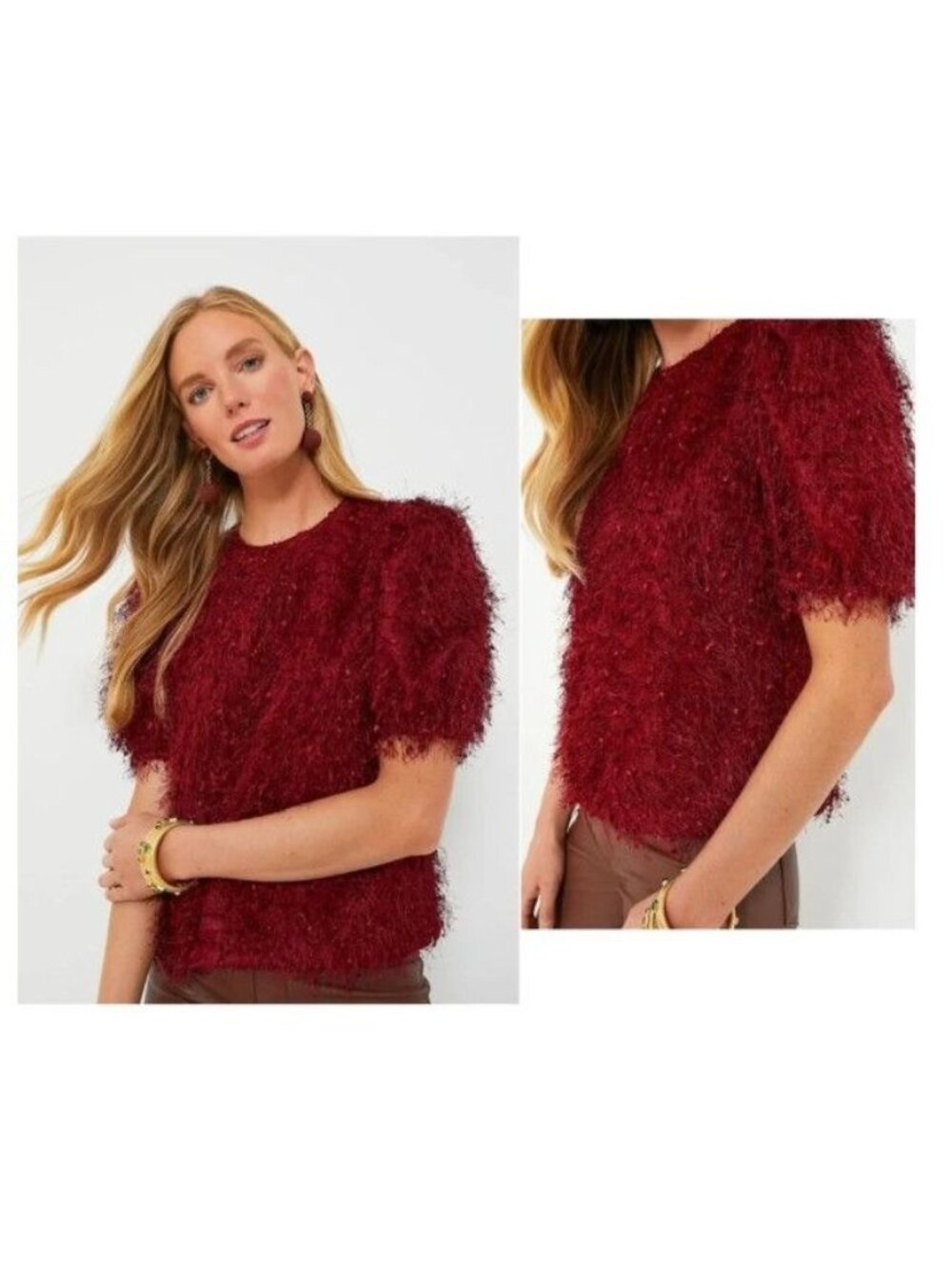 Tuckernuck Hyacinth House Textured Hope Blouse in Merlot Size X-Small